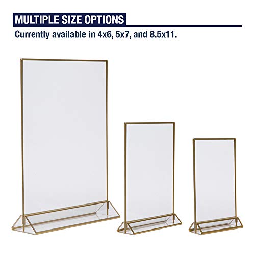 Dasher Products Gold Picture Frames Double Sided - 6 Pack - 5x7 Acrylic Gold Table Number Holders, Clear Easel Table Stands for Signs, Gold Frames for Wedding Table Numbers, Menu Holder, Photo Frame