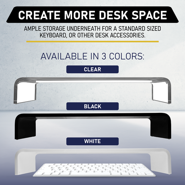 Acrylic Monitor Stand with Matching Pen Holder, 12mm Thick Clear Acrylic Monitor Riser, Laptop Stand for Home, Office, and Work. Computer Desk Riser with Keyboard Storage for LCD LED TV Screen (Clear)