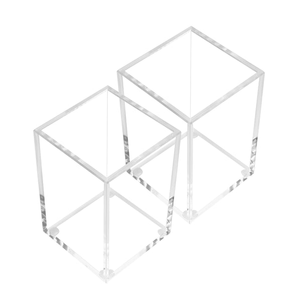Acrylic Pen Holder Organizer Two Pack, 5mm Thick Clear Pencil Cup for Storing Office Supplies, Makeup Brush Accessories, Toothbrush, Hairbrush, Glasses, More. Pencil Cup Stationery Organizer (Clear)