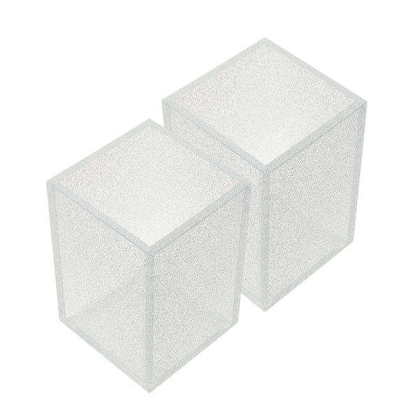 Acrylic Pen Holder Organizer Two Pack, 5mm Thick Clear Pencil Cup for Storing Office Supplies, Makeup Brush Accessories, Toothbrush, Hairbrush, Glasses, and More. Pencil Cup Organizer (Clear Glitter)