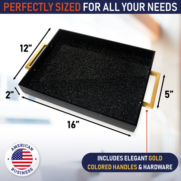 Acrylic Serving Tray with Gold Handles, 16
