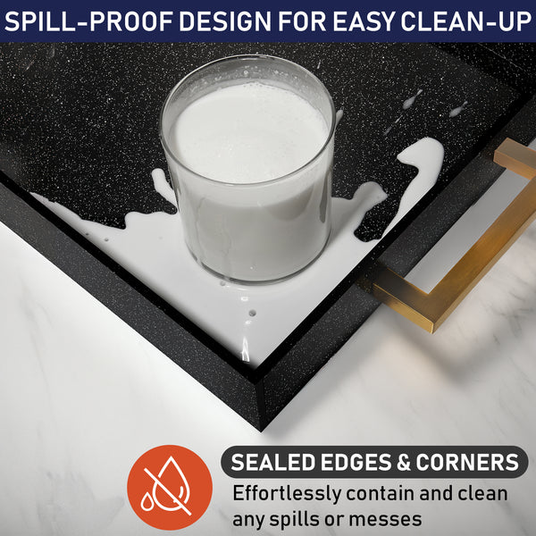 Acrylic Serving Tray with Gold Handles, 16