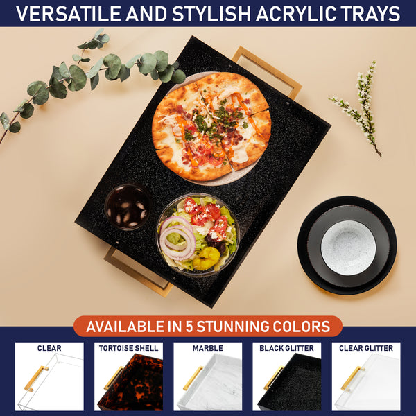 Acrylic Serving Tray with Gold Handles, 16