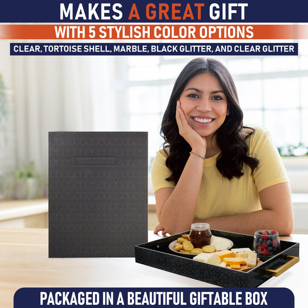 Acrylic Serving Tray with Gold Handles, 16