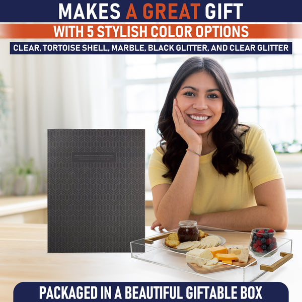 Acrylic Serving Tray with Gold Handles, 16