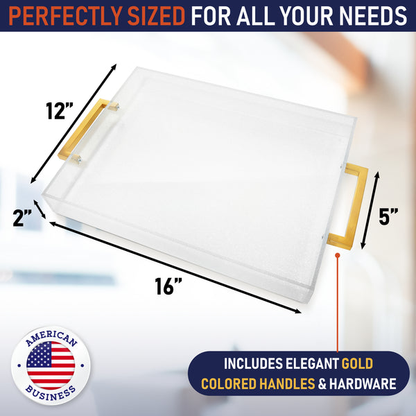 Acrylic Serving Tray with Gold Handles, 16