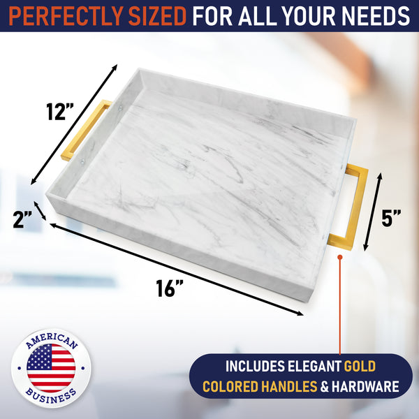 Acrylic Serving Tray with Gold Handles, 16