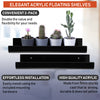 Clear Acrylic Floating Wall Shelves, Two Pack, 15 Inch Wall Bookshelf for Kids, 5 mm Acrylic Shelves for Kitchen, Shower, Nursery. Spice Rack, Display Organizer, Bathroom Storage Shelves (Black)