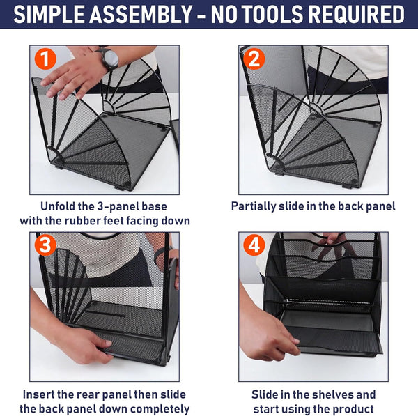 Fan Shaped Office Desk Organizers, 6 Compartments Office Supplies Desk Organizer for Storage and Filing of Paper, Bills, Letters, Folders, Binders. Multi-Functional Desk Organizers and Accessories