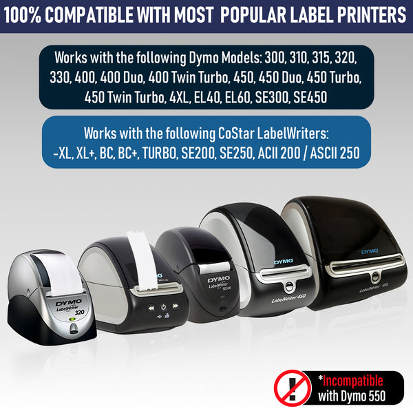 Dasher Products Address Labels Compatible with Dymo 30252 1-1/8'' x 3-1/2'', 12 rolls of 350 Labels, Self-Adhesive for Shipping, Barcode, UPC, Compatible with LabelWriter 4XL, 450, 450 Turbo, & More