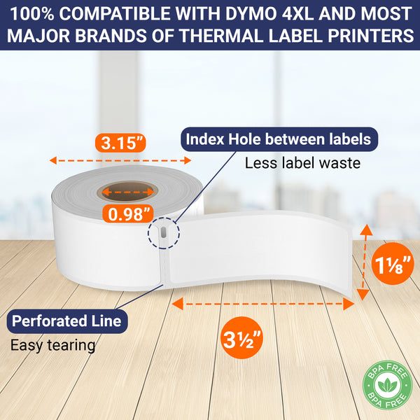 Dasher Products Address Labels Compatible with Dymo 30252 1-1/8'' x 3-1/2'', 12 rolls of 350 Labels, Self-Adhesive for Shipping, Barcode, UPC, Compatible with LabelWriter 4XL, 450, 450 Turbo, & More