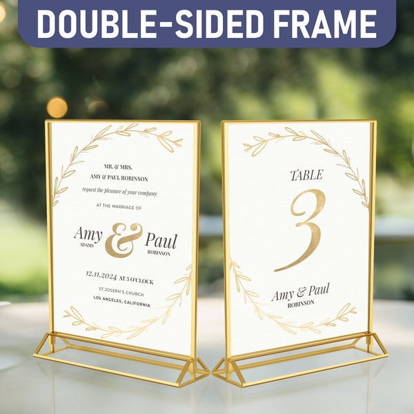 Gold Picture Frames Double Sided - 6 Pack - 5x7 Acrylic Gold Table Number Holders, Clear Easel Table Stands for Signs, Gold Frames for Wedding Table Numbers, Menu Holder, Photo Frame