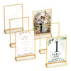 Dasher Products Gold Picture Frames Double Sided - 6 Pack - 4x6 Acrylic Gold Table Number Holders, Clear Easel Table Stands for Signs, Gold Frames for Wedding Table Numbers, Menu Holder, Photo Frame