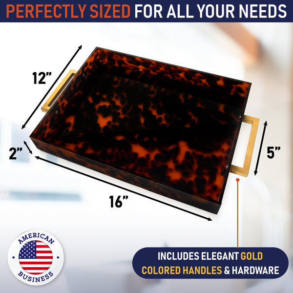 Acrylic Serving Tray with Gold Handles, 16