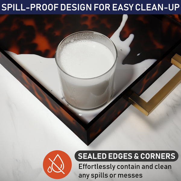 Acrylic Serving Tray with Gold Handles, 16
