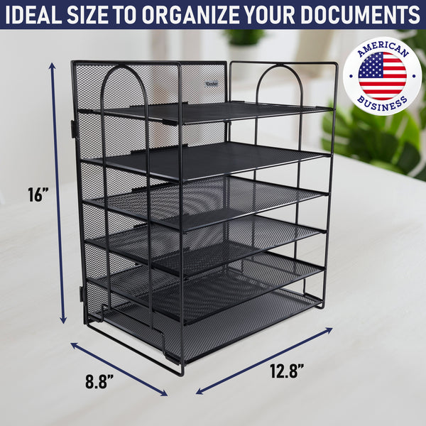 Desk Organizer with 6 Tiers, Paper Tray for Office Supplies, Letters, Billls, Folders, Files, Binders. Desk Organizers and Accessories for Home, Office, School. Office Organization with Style