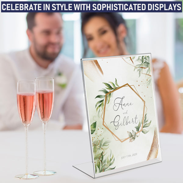 Slant Back Acrylic Sign Holder A6, 6 Pack, Portrait Ad Frames, Clear Picture Frame for Signs, Brochure, Flyer, Menu, Paper, Poster, Display. Slanted Plastic Message Board Stand for Home, Office, Store (Copy)
