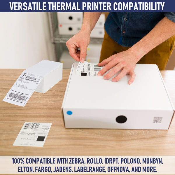 Thermal Shipping Labels 4x6, 500 Fan-Fold Perforated Labels Two Pack, Commercial Grade with Permanent Adhesive, Direct Thermal Printer Label Compatible with Zebra, Rollo, iDRPT, Polono, MUNBYN, Elton