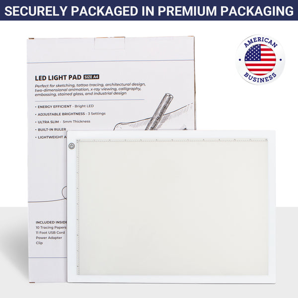 LED Tracing Light Box, Ultra Thin Light Pad with Adjustable Brightness. Comes with USB Cable, Adapter, Tracing Paper, Clip. Light Table Drawing Pad, Portable Light Board for Sketching, Cricut Lightbox