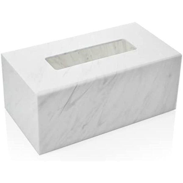 Acrylic Tissue Box Holder, Clear Tissue Box Dispenser for Facial Tissue, Napkins, Dryer Sheets. Perfect Cover for Bathroom, Desks, Countertops, Vanity, Bedroom, Night Stands (Rectangle, Marble)