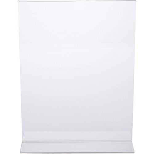 Acrylic Sign Holder 8.5 x 11 - Acrylic T Shape Table Top Display Stand, Double Sided, Bottom Load, Portrait Style Menu Ad Frame. Perfect for Restaurants, Promotions, Photo Frames, Classroom (6 Pack)