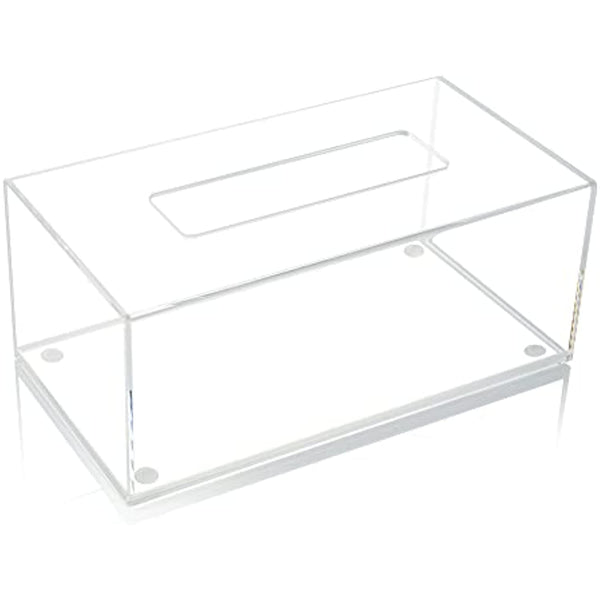 Acrylic Tissue Box Holder, Clear Tissue Box Dispenser for Facial Tissue, Napkins, Dryer Sheets. Perfect Cover for Bathroom, Desks, Countertops, Vanity, Bedroom, Night Stands (Rectangle, Clear)
