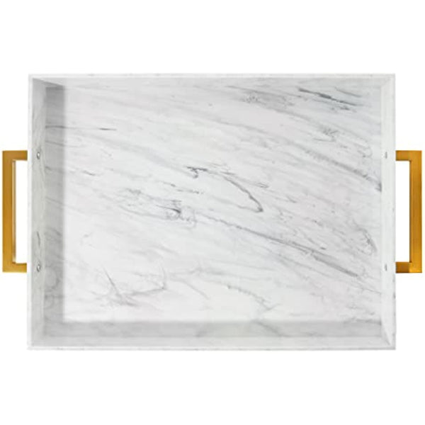 Acrylic Serving Tray with Gold Handles, 16