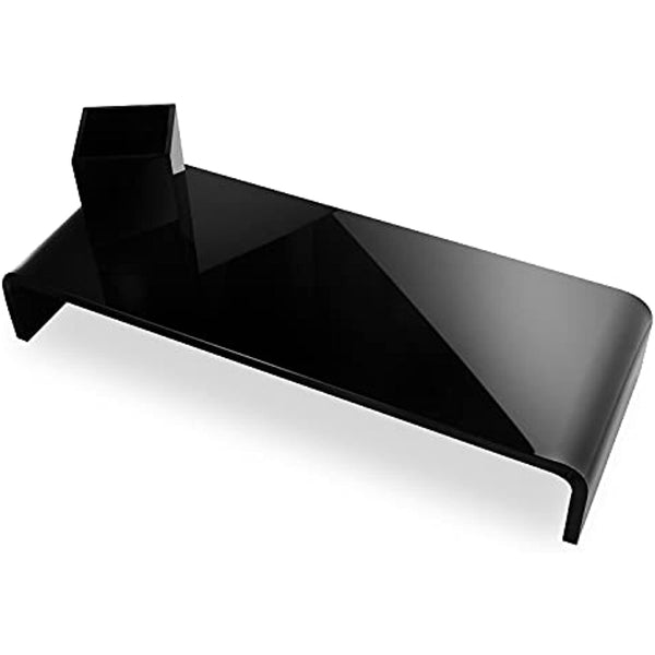 Acrylic Monitor Stand with Matching Pen Holder, 12mm Thick Clear Acrylic Monitor Riser, Laptop Stand for Home, Office, and Work. Computer Desk Riser with Keyboard Storage for LCD LED TV Screen (Black)