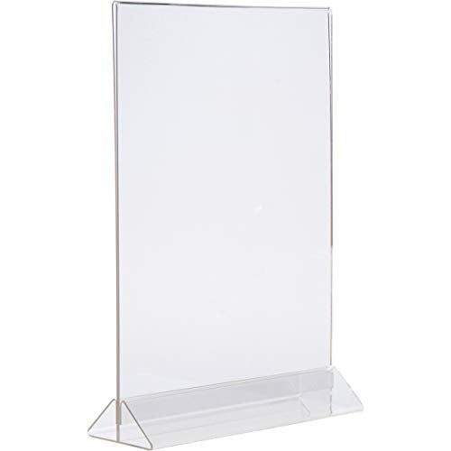 x Acrylic Sign Holder 8.5 x 11 - T Shape Menu Holder with Easy Bottom Loading Design, 8.5x11 Plastic Sign Holder for Signs, Brochure, Flyer, Menu, Display, and More. Double Sided Display Stands (6 Pack)