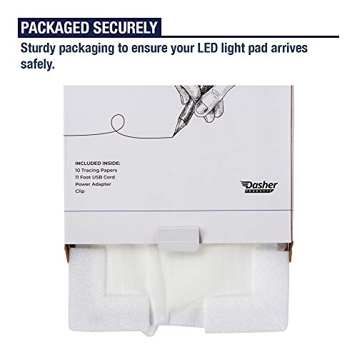 LED Light Box for Tracing - New 2021 Model - Ultra Thin Light Pad with Adjustable Brightness. Comes with USB Cable, Adapter, Tracing Paper, and Clip. Portable Light Board for Sketching