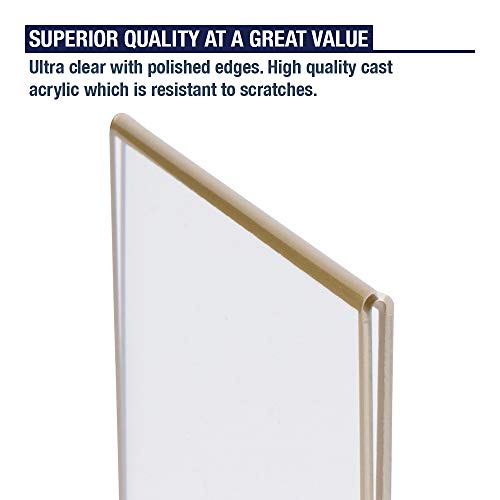 Dasher Products Gold Picture Frames Double Sided - 6 Pack - 4x6 Acrylic Gold Table Number Holders, Clear Easel Table Stands for Signs, Gold Frames for Wedding Table Numbers, Menu Holder, Photo Frame