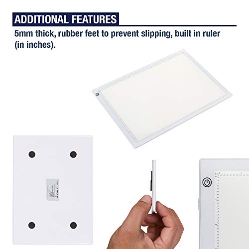 LED Tracing Light Box, Ultra Thin Light Pad with Adjustable Brightness. Comes with USB Cable, Adapter, Tracing Paper, Clip. Light Table Drawing Pad, Portable Light Board for Sketching, Cricut Lightbox