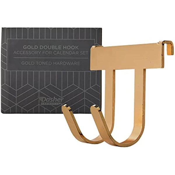 Gold Double Wall Hook Accessory for Acrylic Clear Calendar for Wall, Modern Gold Toned Metal Wall Hook for Hanging Keys, Jewelry, Office Supplies, Kitchen Accessories, and More. (Wall Hook)