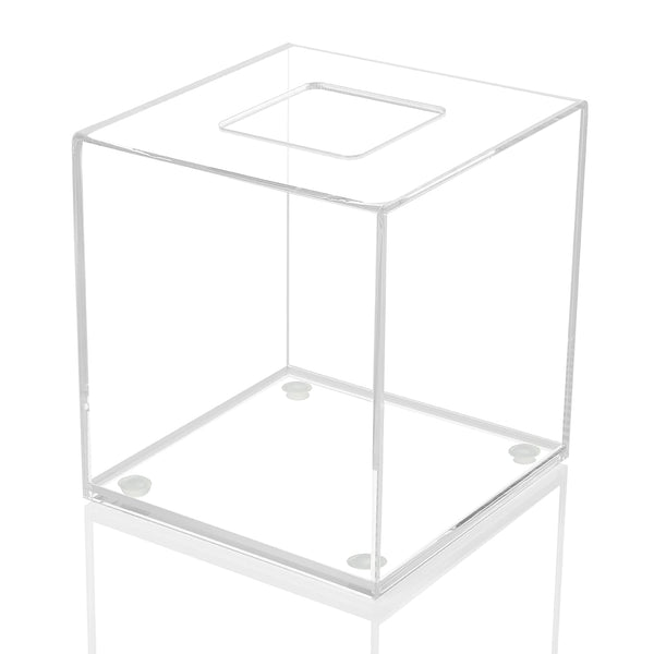 Acrylic Tissue Box Holder, Square Clear Tissue Box Dispenser for Facial Tissue, Napkins, Dryer Sheets. Perfect for Bathroom, Desks, Countertop, Vanity, Bedroom Dressers, Night Stands (Square, Clear)