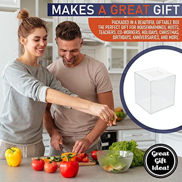 Acrylic Tissue Box Holder, Square Tissue Box Dispenser for Facial Tissue, Napkins, Dryer Sheets. Perfect for Bathroom, Desks, Countertop, Vanity, Bedroom Dressers, Night Stands (Square, Clear Glitter)