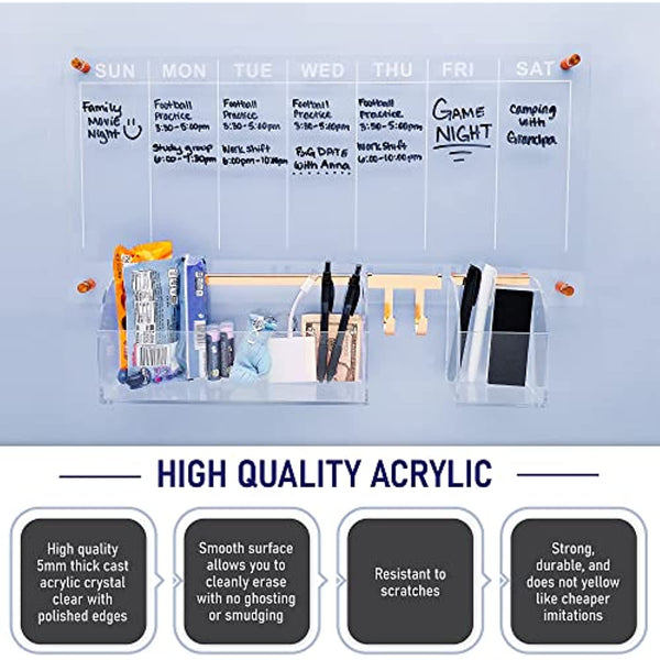 Acrylic Pencil Holder Accessory for Acrylic Clear Calendar for Wall, 3.7