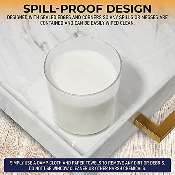 Acrylic Serving Tray with Gold Handles, 16