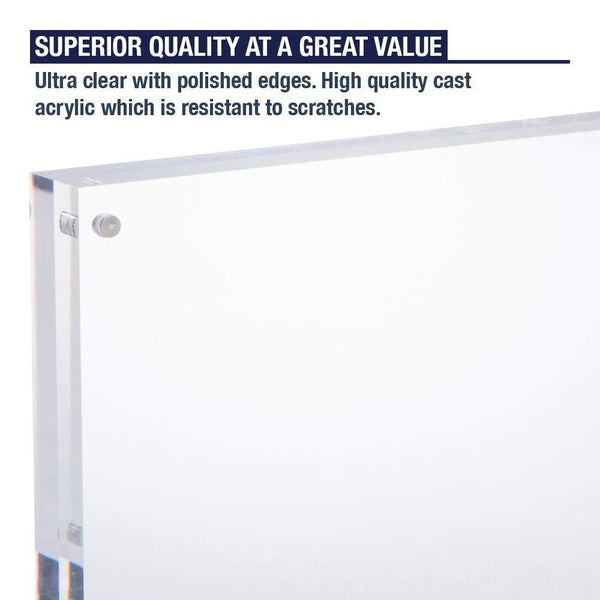 Dasher Products Acrylic Picture Frame 4x6 - Double Sided Magnetic Photo Frame (5 Pack)