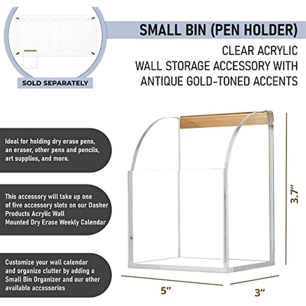 Acrylic Pencil Holder Accessory for Acrylic Clear Calendar for Wall, 3.7