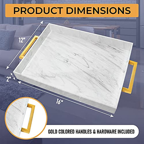 Acrylic Serving Tray with Gold Handles, 16