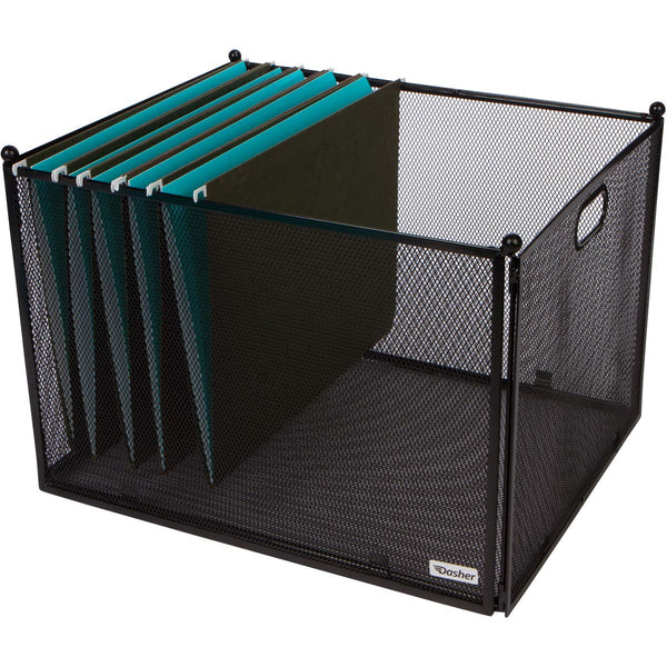 Hanging File Organizer Mesh Box - File Organizer Box Supports Letter Sized and Legal Sized Hanging Folders, Modern Black Metal Mesh Hanging File Crate, Collapsible File Organizer for Home or Office