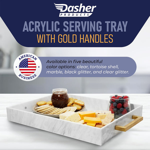 Acrylic Serving Tray with Gold Handles, 16