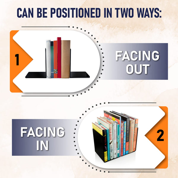 Acrylic Bookends, 2 Pairs of Clear Invisible Book Ends for Shelves, 4mm Heavy Duty Non Skid Book Holders for Books, Movies, DVDs, CDs, Video Games. Book Stopper for Home, Office, Library (Black)