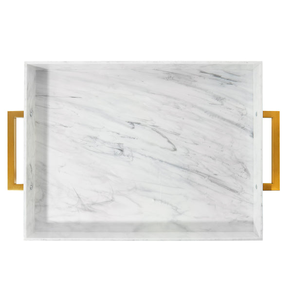 Acrylic Serving Tray with Gold Handles, 16