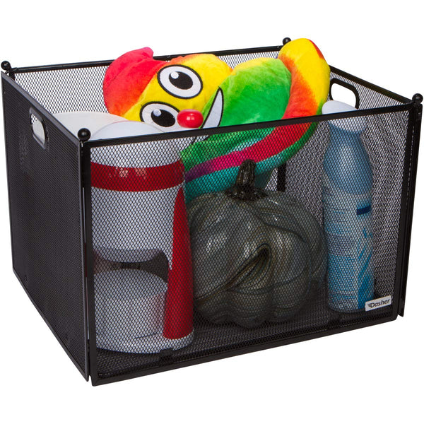 Hanging File Organizer Mesh Box - File Organizer Box Supports Letter Sized and Legal Sized Hanging Folders, Modern Black Metal Mesh Hanging File Crate, Collapsible File Organizer for Home or Office
