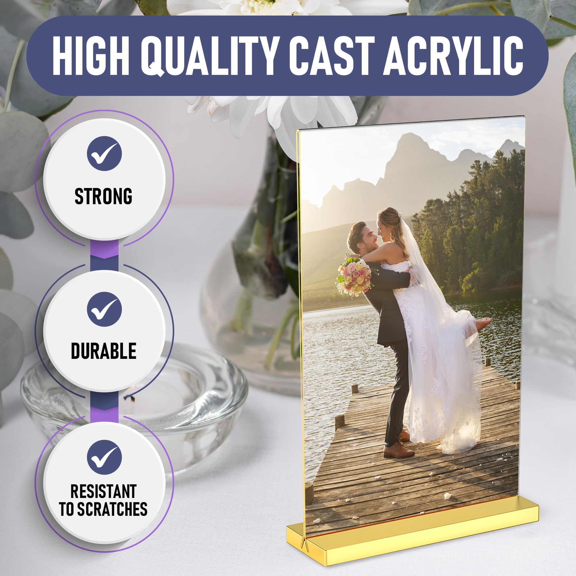  Acrylic Gold Sign Holder, 5x7 Gold Picture Frames
