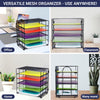 Five Tier Office Desk Organizers, No Tools Required for Assembly, Letter Tray in Black Metal Mesh for Organizing Files, Papers, Bills, Folders, Binders. Office Desk Organizers and Accessories
