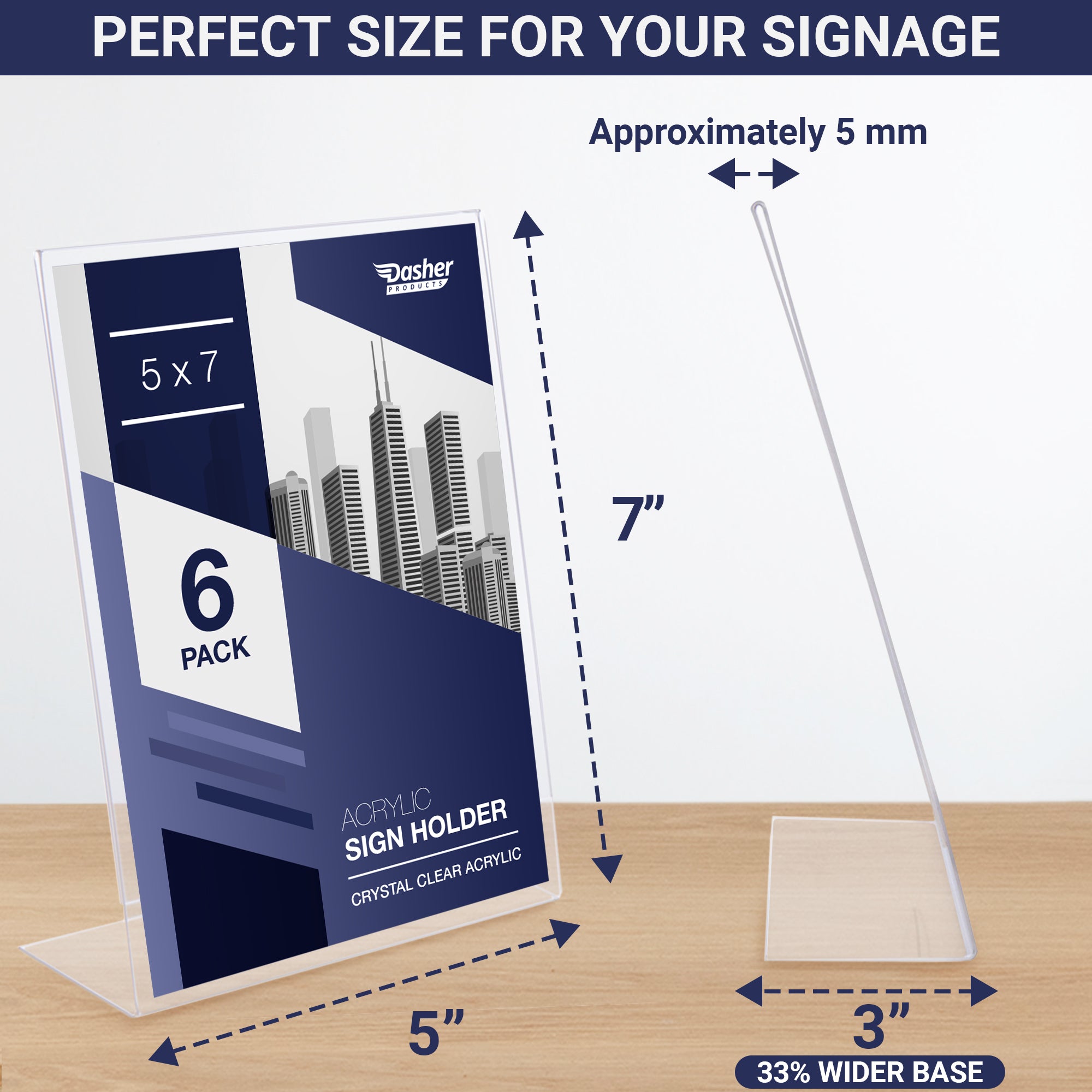 Slant Back Acrylic Sign Holder 5x7 - Clear Picture Frame Stand, 5 x 7 ...