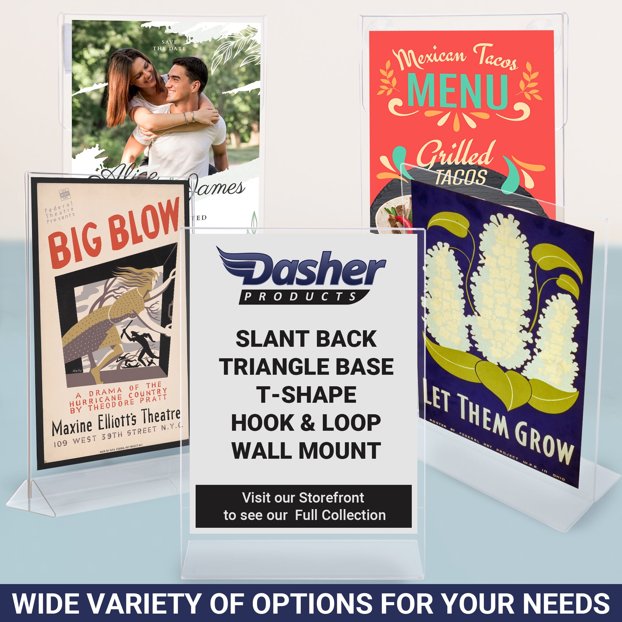Slant Back Acrylic Sign Holder 5x7 - Clear Picture Frame Stand, 5 x 7 ...