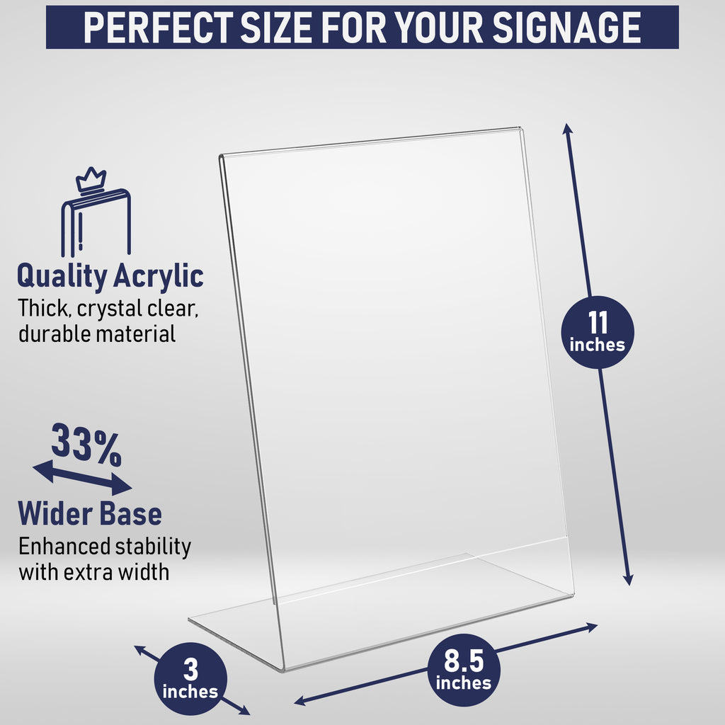 Acrylic Sign Holder 8.5 x 11, Slant Back Acrylic Display Stands, A Fra ...